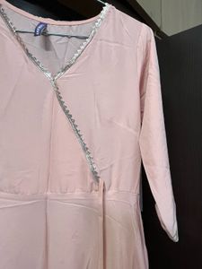 Peach Angrakha Kurti with Dupatta