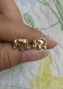 Gold Elephant Stud Earrings