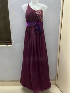 Elegant Purple One-Shoulder Gown
