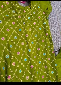 Green Embroidered Kurta Set