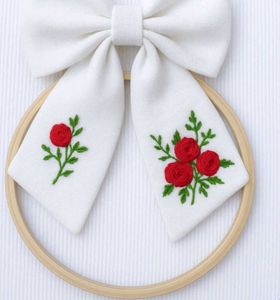 Floral Embroidered Bow Hair Clip (1 piece)