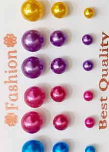 New Designer 3 Dozen Multi colour and White Round Pearl Earringd 36 Set Earring  Stud For Girls  Women Fashion School Children Kids College Girls ladies fashion stud earrings