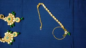 Green And White Kundan Set