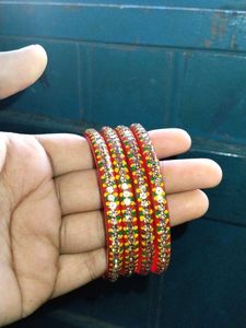 Red & Gold Embellished Bangles