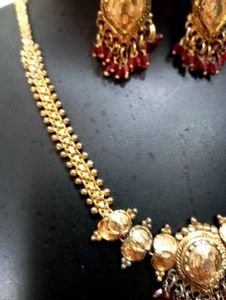Vintage Gold Plated Necklace With Beads