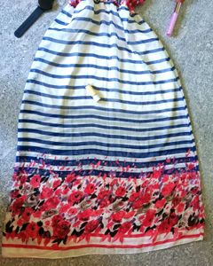 BLUE FLORAL STRIPED DRESS FOR WOMEN