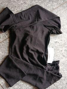 Black Ruched Long Sleeve Top