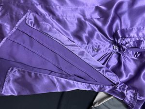Purple Satin Tie-Front Blouse