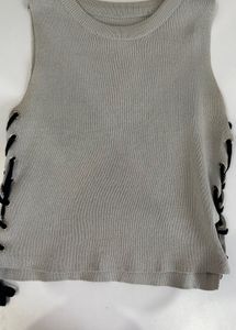Gray Sleeveless Knit Top