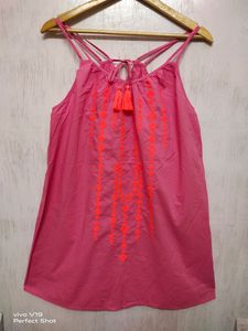 🌺 Barbie  Pink Dress With Neon Block Embroidery
