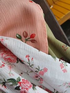 Set Of 3 New Women Cute Floral Shall