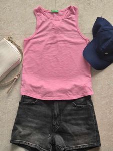 Casual Y2K Pink Tank Top With Bow