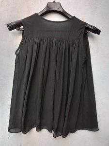 New With Tag Black Korean Frill Top