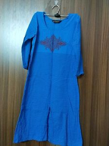 Blue Striped Cotton Kurta