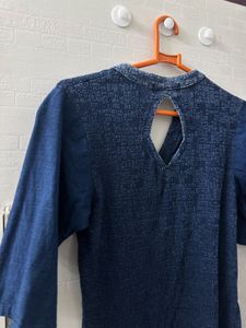 Navy Blue Body Con Short Kurti