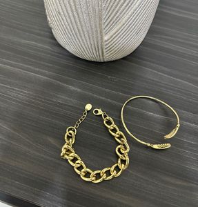 Gold Bangle &amp; Chain Bracelet Set
