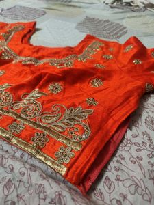 Orange Embellished Sari Blouse