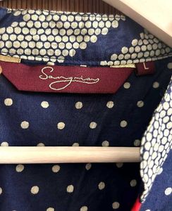 Stylish Blue Polka Dot Kurta, L TAG size