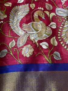 Elegant Printed Saree with blue blouse