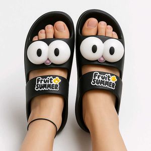 Women Cartoon Eye Black Slides – “Fruit Summer”