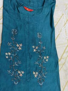 Embroidered Teal Kurta
