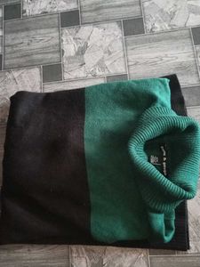 Two-Tone Turtleneck Sweater