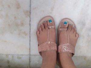 women footwear, pink flat.