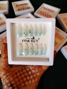 Pink Key Press-On Nails