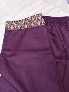 Purple &amp; Gold Embroidered Kurti Set