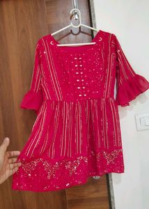 Red Sharara Set Bust 34 (Alterable Upto 36)
