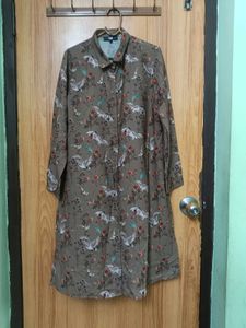 Floral Bird Print Shirt Dress