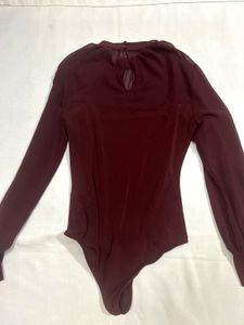 Burgundy Long Sleeve Bodysuit