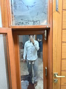 White Textured Button-Down Shirt