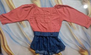 Salmon & Denim Top