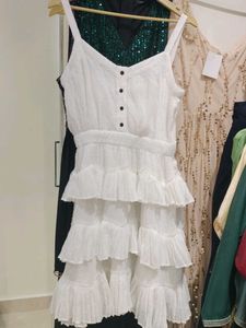 White Ruffle Layered Dress
