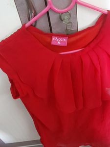 Exotic Red Ruffle Top - XL