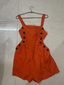Orange Button Romper