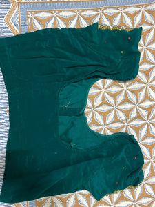 Bandhej Saree With Two Blouse And Wit Fall