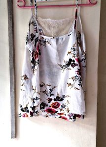 Shein White Strappy Top With Lace