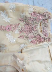 Elegant Embroidered Cream Salwar Suit Set