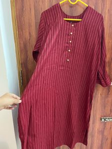 Maroon Striped Kurta