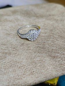 Pure Silver Diamond Cluster Engagement Ring