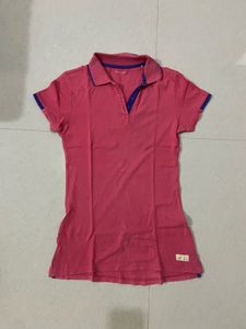 Teamspirit Polo Neck T-Shirt Pink
