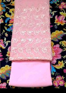 Pink Chickenkari Dress Material🩷