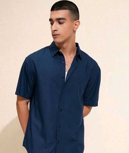 Navy Blue Short Sleeve Button Down