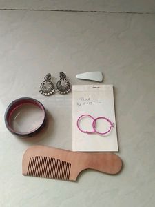 Neem Wood Comb,2pair Earings,1kangan