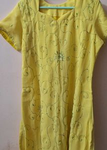 Yellow Embroidered Kurta