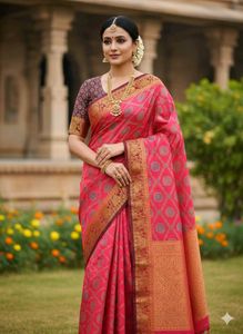 Elegant Pink Banarasi Saree