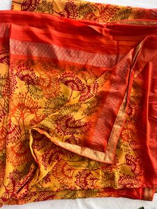 Orange Saree, Blouse &amp; Petticoat Set (Women)