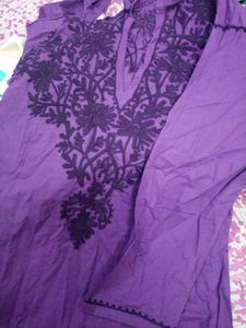 Purple Chikenkari Kurta